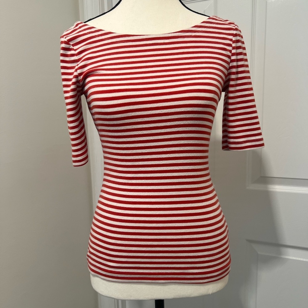 Banana Republic Striped Red and White Blouse